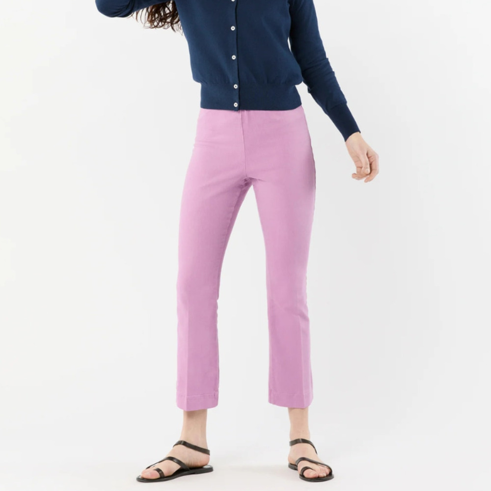 Ann Mashburn Faye Flare Cropped Lounge Pants Lilac Women's S Stretch Waist